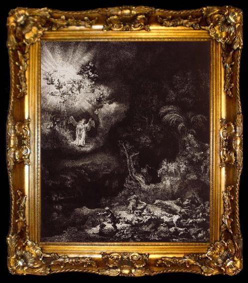 framed  REMBRANDT Harmenszoon van Rijn The Angel Appearing to the Shepherds, ta009-2